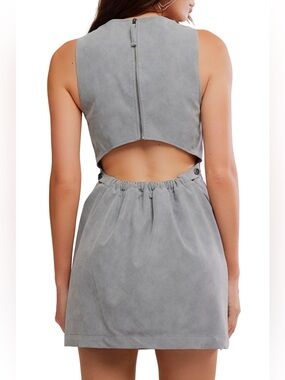 Free People Atlas Cutout Faux Suede Minidress Grey Size Large Formal Casual